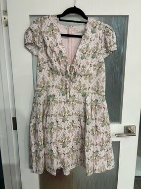 NEW Avec Les Filles Pink Floral Tie-Front Mini Dress